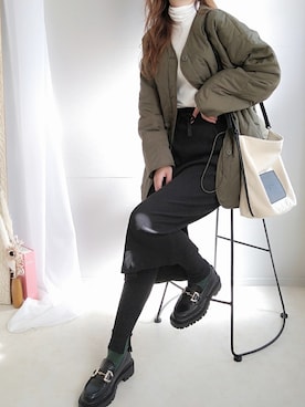 「H&M（エイチ・アンド・エム）のアイテム（ローファー）」を使った、yu.さん（レディース・165cm）の秋コーディネート