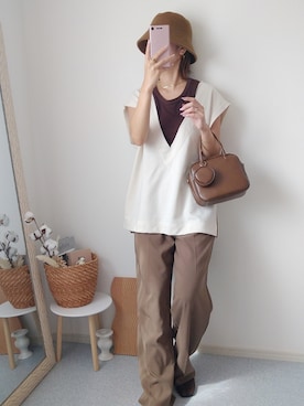 「tukn.（トゥクン）のアイテム（バッグ）」を使った、yu.さん（レディース・165cm）の秋コーディネート