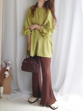 「at12:03（アットイチニーゼロサン）のアイテム」を使った、yu.さん（レディース・165cm）の秋コーディネート