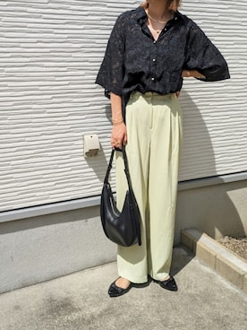 「ジャガード柄」｜yu.さん（レディース・165cm）の夏コーディネート