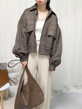 「アイテム（ブルゾン）」を使った、yu.さん（レディース・165cm）の秋コーディネート