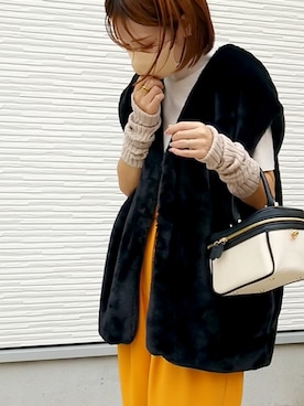 「rectangle（レクタングル）のアイテム（ベスト）」を使った、yu.さん（レディース・165cm）の秋コーディネート