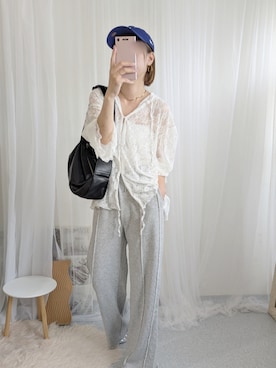「アイテム（スウェットパンツ）」を使った、yu.さん（レディース・165cm・30代）の夏コーディネート