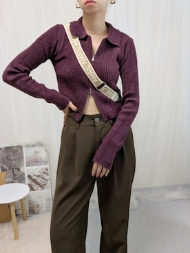 「アイテム（スラックス）」を使った、yu.さん（骨格ウェーブ・レディース・165cm）の秋コーディネート