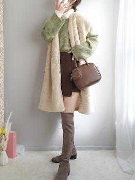 「tukn.（トゥクン）のアイテム（バッグ）」を使った、yu.さん（レディース・165cm）の冬コーディネート