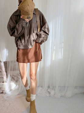 「アイテム（ブルゾン）」を使った、yu.さん（レディース・165cm）の秋コーディネート