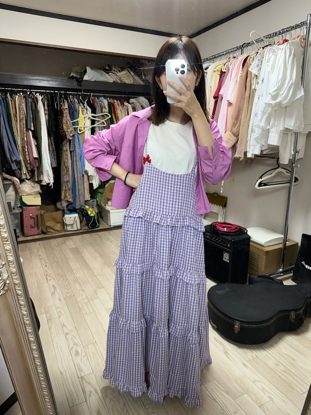 「今日のコーデ、着回しコーデ、楽チンコーデ、お洒落さんとつながりたい、alleybywcloset、夏コーデ、ワンピースコーデ」｜「mysticのカラーノースリTシャツ（Tシャツ/カットソー、ホワイト系）」を使った、yuk.さん（レディース・156cm）の夏コーディネートの1枚目の写真