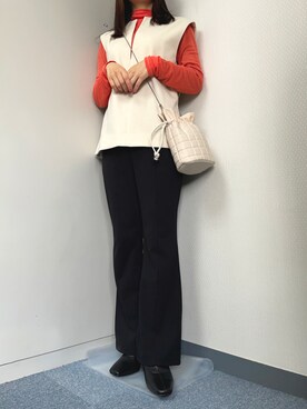 「UR'S（ユアーズ）のアイテム（ベスト）」を使った、あやさん（レディース・158cm）の秋コーディネート