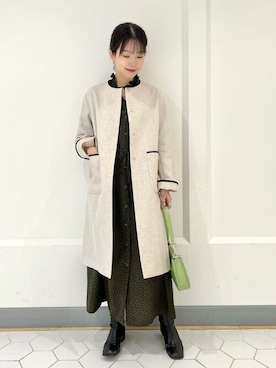 「La TOTALITE（ラトータリテ）のアイテム（ノーカラーコート）」を使った、uniさん（レディース・156cm）の冬コーディネート