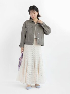 「アイテム（バレエシューズ、パープル系）」を使った、uniさん（レディース・156cm）の春コーディネート
