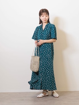 「美シルエット」｜「アイテム（ワンピース/ドレス）」を使った、uniさん（レディース・156cm）の夏コーディネート