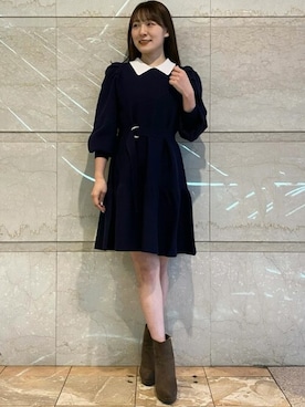 「アイテム（ワンピース、ブルー系）」を使った、31sdmpressさん（レディース・157cm）の冬コーディネート