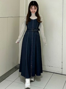 「アイテム（ワンピース、ブルー系）」を使った、31sdmpressさん（レディース・150cm）の冬コーディネート