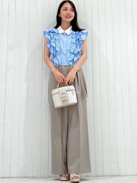 「31 Sons de mode（トランテアン　ソン　ドゥ　モード）のアイテム（パンツ）」を使った、31sdmpressさん（レディース・156cm）の夏コーディネート