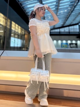 「仙台」｜「アイテム（帽子）」を使った、れいなさん（レディース・156cm）の夏コーディネート