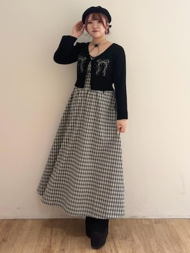 「仙台」｜「アイテム（ハンチング/ベレー帽）」を使った、れいなさん（レディース・156cm）の秋コーディネート