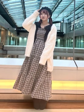 「仙台」｜「アイテム（ハンチング/ベレー帽）」を使った、れいなさん（レディース・156cm）の秋コーディネート