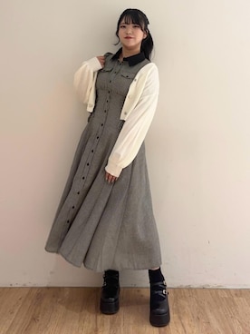「アイテム（シャツワンピース）」を使った、れいなさん（レディース・156cm）の秋コーディネート