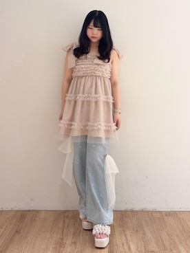 「MAJESTIC LEGON（マジェスティックレゴン）のアイテム（ワンピース）」を使った、れいなさん（レディース・156cm）の春コーディネート