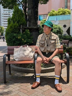 「BeanOutsider」｜「アイテム（カーゴパンツ）」を使った、utsさん（メンズ・171cm）の夏コーディネート