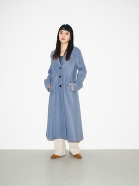 「センタープレスパンツ」｜「アイテム（チェスターコート）」を使った、SLY officialさん（レディース・160cm）の冬コーディネート