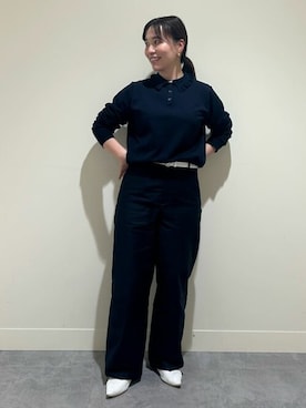 「アイテム（ベルト、ホワイト系）」を使った、manamiさん（レディース・156cm）の冬コーディネート