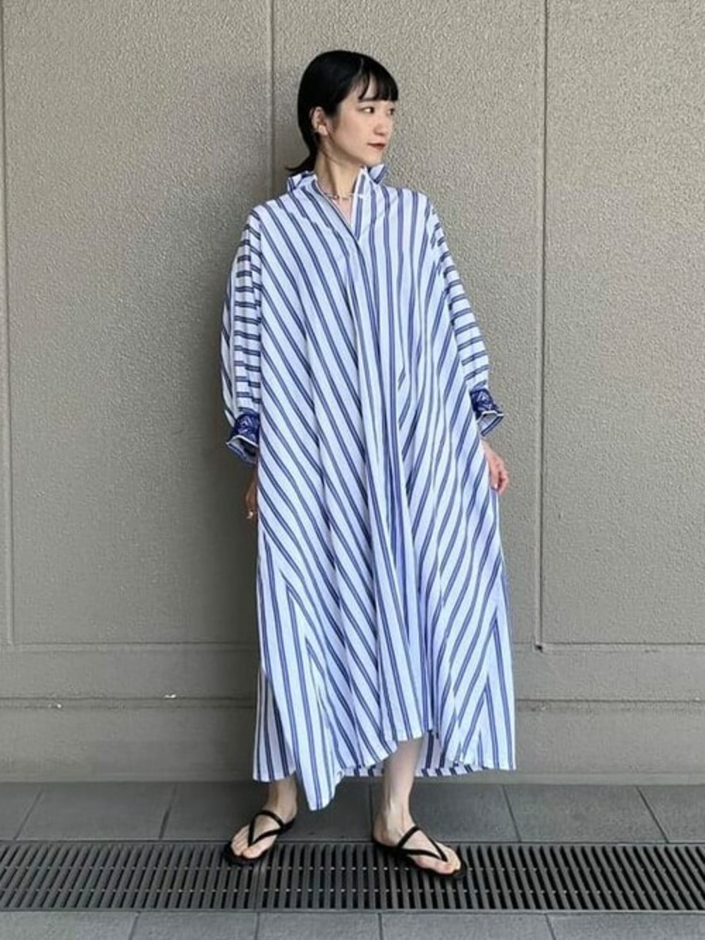 ne Quittez pas 別注 エンブロイダリー シャツワンピース ne Quittez pas × Demi-Luxe BEAMS / ヌキテパ 別注 ストライプ エン