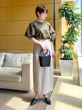 「Demi-Luxe BEAMS（デミルクス ビームス）のアイテム（かごバッグ）」を使った、Demi-Luxe BEAMSさん（レディース・163cm）の夏コーディネート