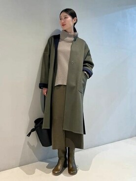 「コーディネート」｜「アイテム（ノーカラーコート）」を使った、Demi-Luxe BEAMSさん（レディース・168cm）の秋コーディネート