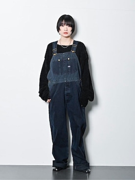 「Lee（リー）のアイテム（オールインワン・サロペット）」を使った、sakuraiさん（レディース・155cm）の冬コーディネート