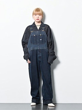 「Lee（リー）のアイテム（オールインワン・サロペット）」を使った、sakuraiさん（レディース・155cm）の冬コーディネート