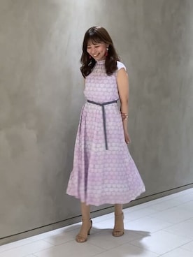 プレイフルハートプリントフレア ワンピースを使った人気ファッション