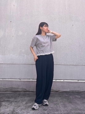 「アイテム（スニーカー、グレー系）」を使った、kitayuna527さん（レディース・156cm）の夏コーディネート