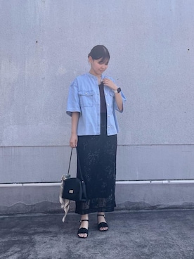 「デニムシャツ」｜「アイテム（財布/小物）」を使った、kitayuna527さん（レディース・156cm）の夏コーディネート