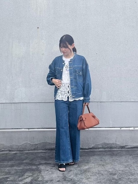 「アイテム（ノーカラージャケット）」を使った、kitayuna527さん（レディース・156cm）の夏コーディネート