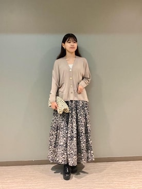 「アイテム（ニット/セーター、シルバー系）」を使った、kitayuna527さん（レディース・156cm）の秋コーディネート