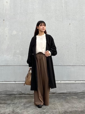 「アイテム（ノーカラーコート）」を使った、kitayuna527さん（レディース・156cm）の秋コーディネート
