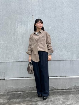 「アイテム（チノパンツ、ブルー系）」を使った、kitayuna527さん（レディース・156cm）の秋コーディネート