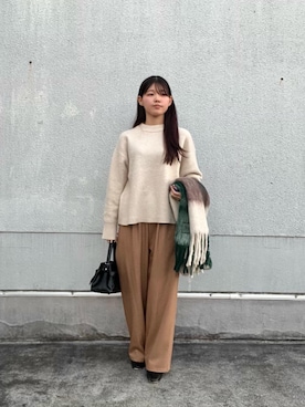 「アイテム（ストール/ショール）」を使った、kitayuna527さん（レディース・156cm）の秋コーディネート