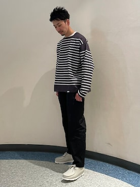 「アイテム（モカシン/デッキシューズ、ホワイト系）」を使った、ONDAさん（メンズ・183cm）の冬コーディネート