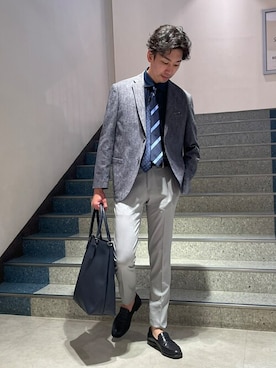 「ビジネスシャツ」｜ONDAさん（メンズ・183cm）の夏コーディネート