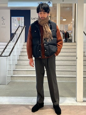 「ウールパンツ」｜ONDAさん（メンズ・183cm）の冬コーディネート