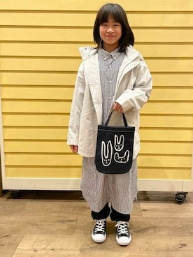 「ボタンダウンシャツ」｜「アイテム（ブルゾン）」を使った、こども ビームスさん（キッズ・143cm）の春コーディネート