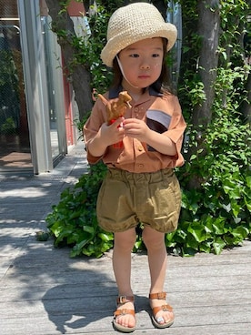 「こども ビームス（コドモビームス）のアイテム（パンツ）」を使った、こども ビームスさん（キッズ・93cm）の夏コーディネート