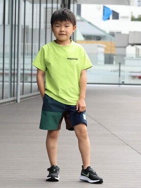 「こども ビームス（コドモビームス）のアイテム（パンツ）」を使った、こども ビームスさん（キッズ・120cm）の夏コーディネート