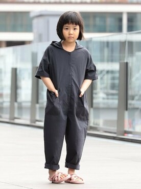 「こども ビームス（コドモビームス）のアイテム（オールインワン・サロペット）」を使った、こども ビームスさん（キッズ・116cm）の夏コーディネート