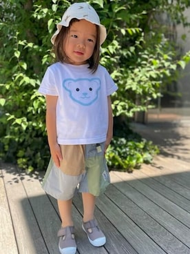 「こども ビームス（コドモビームス）のアイテム（帽子）」を使った、こども ビームスさん（キッズ・93cm）の夏コーディネート