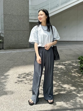 「carhartt」｜「アイテム（スラックス）」を使った、mizukiさん（レディース・155cm）の夏コーディネート