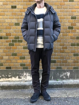 「定番」｜「アイテム（ダウンジャケット/コート）」を使った、ishideさん（メンズ・177cm）の冬コーディネート