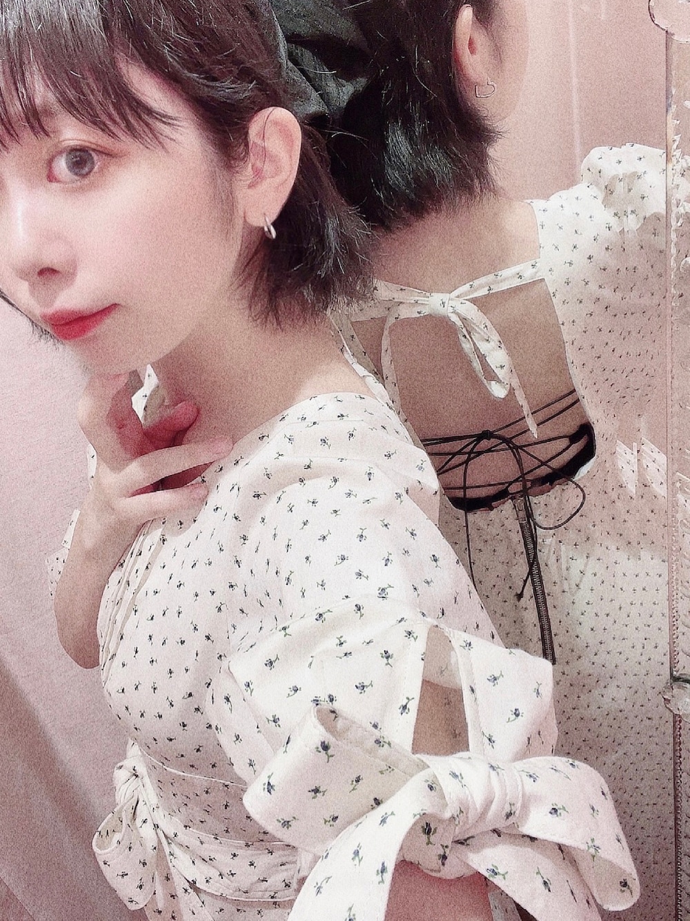 「PAINのフラワーリボンロングドレス（ワンピース、ブルー系）」を使った、mayuさん（レディース・160cm）の夏コーディネートの1枚目の写真